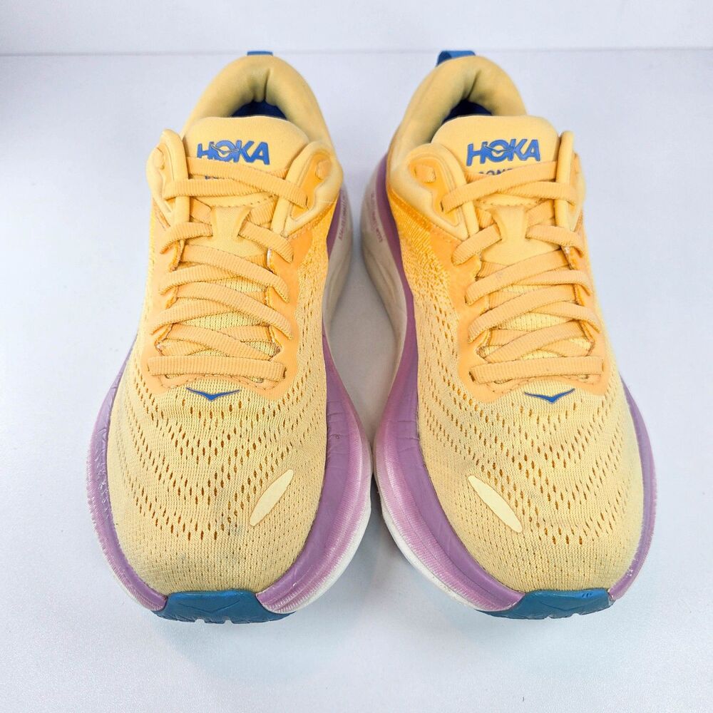 Hoka Bondi 8 ICYC 1127952 Women’s 7 Yellow Purple Running Shoes - Picture 3 of 7